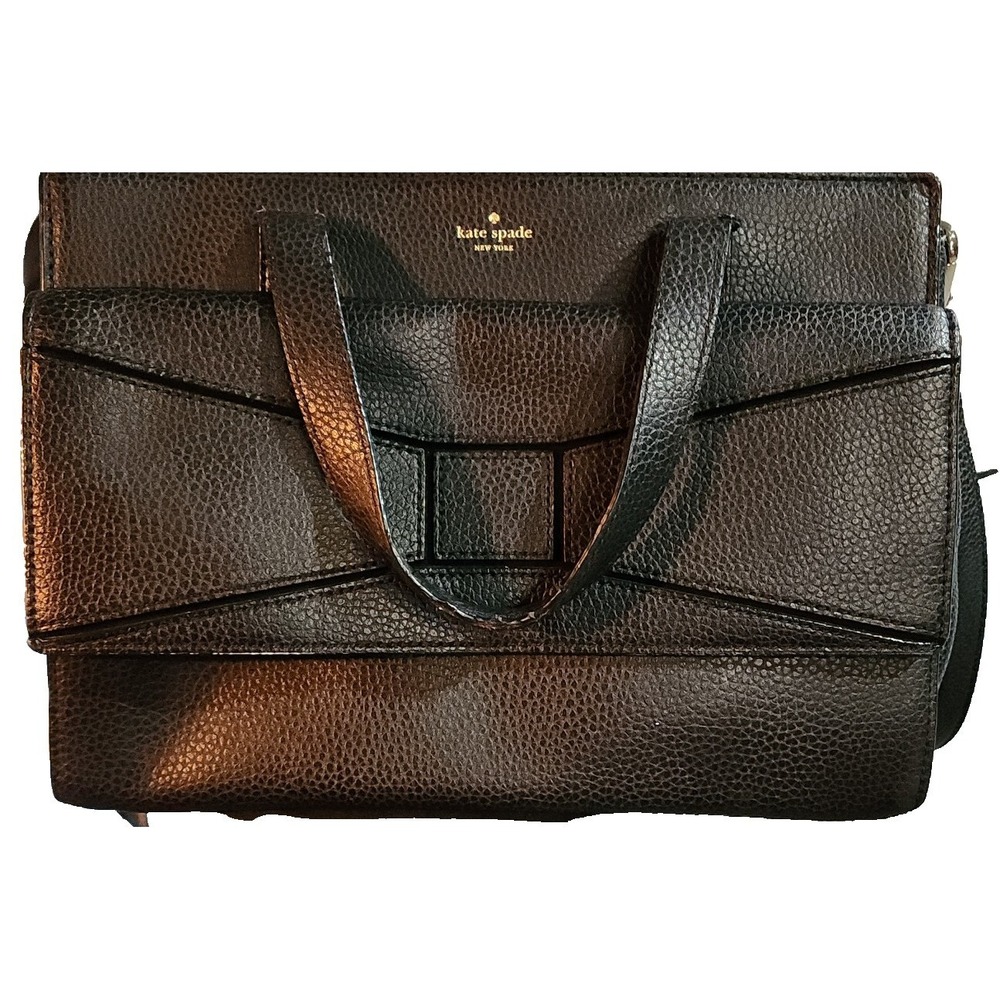 KATE SPADE NEW YORK CHANTAL BRIDGE PLACE PEBBLED LEATHER SATCHEL BLACK